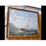 SIDNEY FEVER - oil on canvas of sailing ships goin