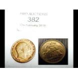 A 1905 gold half sovereign coin