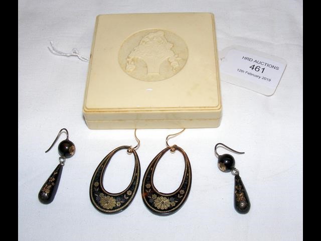 Two pairs of Victorian pique earrings - circa 1880