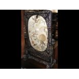 Intricate inlaid hardwood Mother of Pearl fire scr