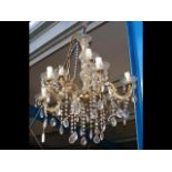 Multi branch crystal drop ceiling light