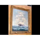 SIDNEY FEVER - oil on canvas of two masted vessel