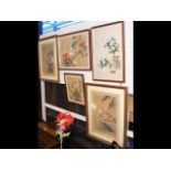 Selection of five oriental paintings, including Ti