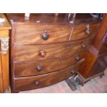 A mahogany bow fronted chest of drawers