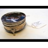 A 7cm diameter silver inlaid jewellery box