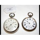 Two gent's silver cased pocket watches