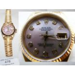 A lady's 18ct gold Rolex Oyster Perpetual Datejust