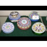 Five collectable paperweights