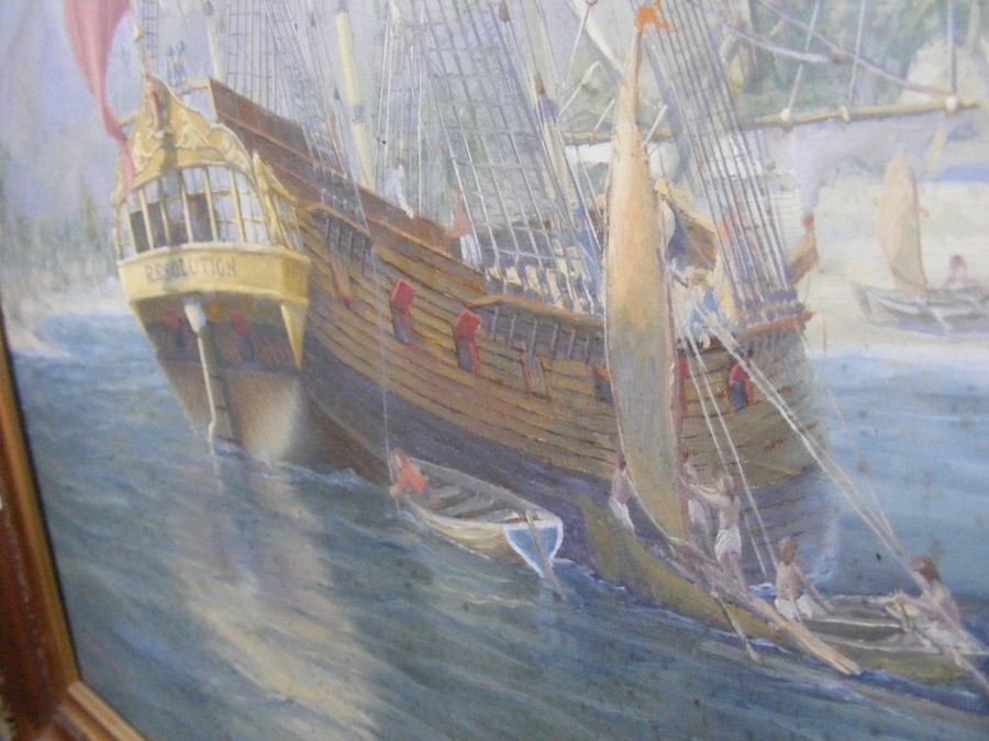 SIDNEY FEVER - oil on canvas of the "Resolution and - Image 5 of 8