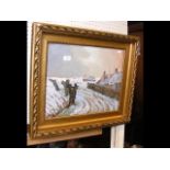 ROB DUTOIT - a painting of French snowy rural scen