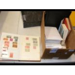 A box containing GB stamps, First Day Covers, Pres