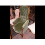 A Victorian button back easy chair