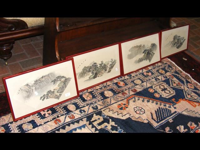 A set of four oriental pictures - bearing signatur