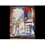 A box of GB and worldwide stamps, albums, First Da