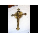 A cast metal Christ on cross - 45cm
