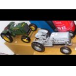 A John Deere metal model tractor - 36cm long, toge