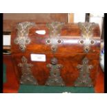 Victorian walnut dome top stationery box
