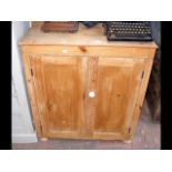 A pine cupboard enclosed by a pair of doors - widt