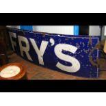 A Fry's blue and white enamel sign - 300cm x 82cm