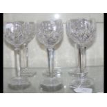 A set of six Waterford hock glasses (Lismore)