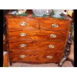 A 19th century mahogany chest of two short and thr