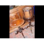 Two mahogany tripod tables, together with a grain