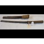 An antique Burmese Dha with wooden scabbard - 76cm