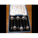 Set of six silver teaspoons in presentation case