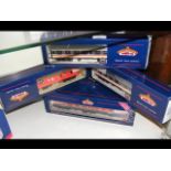 A boxed Bachmann coach, together with four others