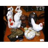 A dog ornament, ceramic chickens, etc.