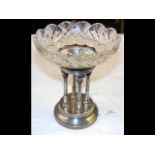 A silver and cut glass table comport - 18cm high