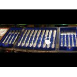 Cased set of silver fish knives and forks - Sheffi