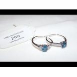 Two dress rings set with diamonds and kyanite