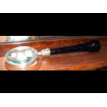 A blue glass handled magnifying glass - 32cm long