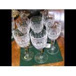 Six long stem Waterford claret glasses (Colleen)