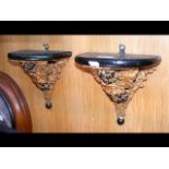 A pair of decorative grape and leaf wall sconces