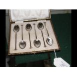 A set of six silver teaspoons in presentation case