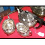 Three piece silver teaset - 37oz