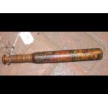 Antique hand painted truncheon - 29cm long