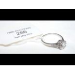 A diamond Solitaire ring in platinum setting - the