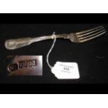 A silver dining fork with Dublin hallmark