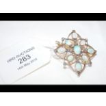 Attractive antique opal and diamond brooch