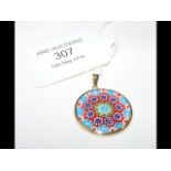 An 18ct gold mounted Millefiore glass pendant