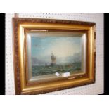 A pair of seascape oils - one with steamer off the