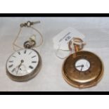 A gent's silver cased pocket watch, together with