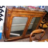 Victorian walnut two door display cabinet - 122cm