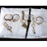 A bag of assorted ladies watches - gold and gold p