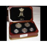 A five piece 1914 coin set in presentation case