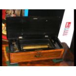 A Victorian cylinder music box - 52cm long