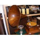 A Zonophone oak cased wind-up gramophone with Zono